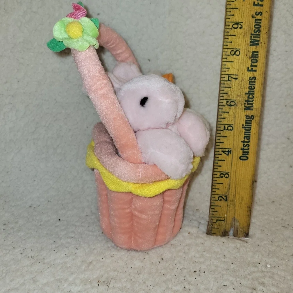 Vintage Style Easter Plush Bunny‎ Duck Basket Set Spring Pastel Decor Small...